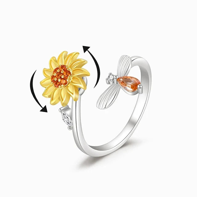 Flower Diamond Spinner Ring | Anxiety Fidget Ring | Soul Inspired