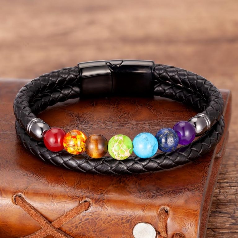 7 CHAKRA Multicolor Rainbow Custom Size Round Smooth Stretch Silver (8 –  GypsyGemsJewelryBox
