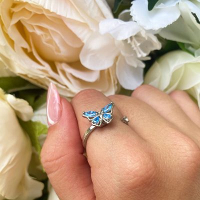 Crystal Butterfly Spinner Worry Ring