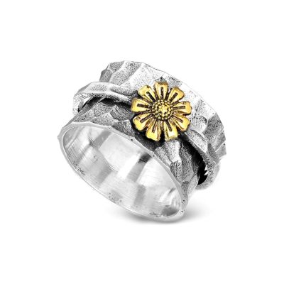 Sunflower fidget ring wide band